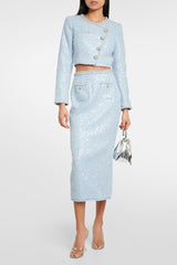 Sequin Diamond Button Cropped Jacket