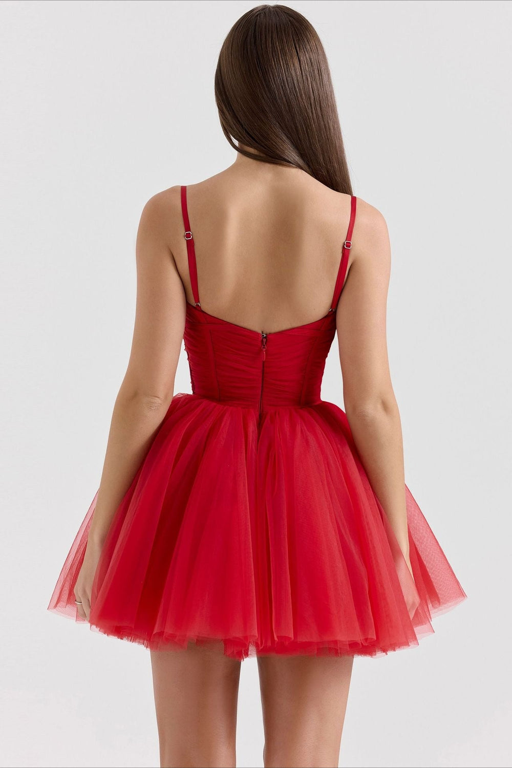 Chiffon Lace-up Backless Cocktail Dress S / Red
