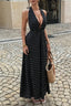Polka Dot Halter High Neck Vacation Maxi Dress