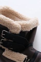 Multi Zip Faux Shearling Longline Jacket