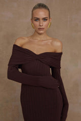 Elegant Off Shoulder Knit Sweater Dress