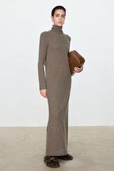 High Neck Flocked Slouchy Knit Dress