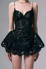 Lace Spaghetti Strap Mini Dress