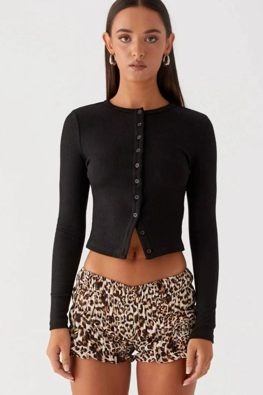 Minimalist Button Cardigan S / Black