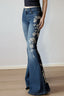 Rose Embroidered Low Rise Flare Leg Jeans