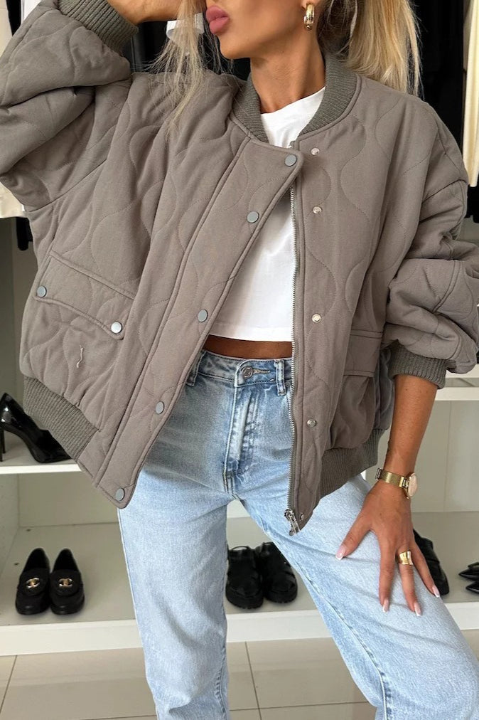 Casual Solid Button Padded Coat coats