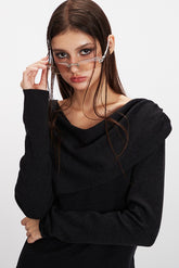 Cowl Neck Chic Fitted Knit Top