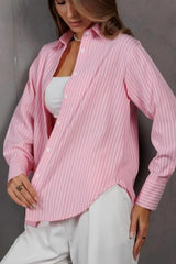 Relaxed Fit Striped Long Sleeve Blouse