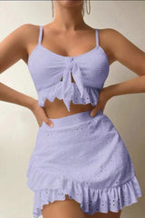 Tie String Bikini Bodycon Skirt Three Piece Skirt Set