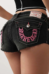 Embroidered Low Rise Bodycon Denim Casual Shorts