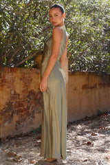 Satin Asymmetrical Shoulder High Slit Slim Fit Elegant Prom Dress