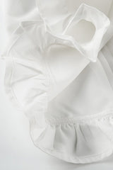 Lace Paneled Ruched Puff Sleeve Tie Blouse