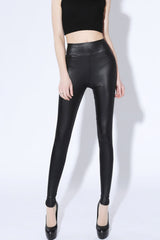 Plus Size Faux Leather High-Rise Stretch Leggings
