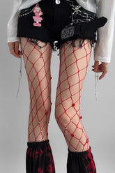 Heart Rhinestone Sparkle Mesh Tights