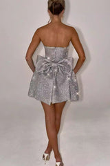 Strapless High Waist A-Line Mini Dress