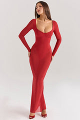 Sheer V-Neck Party Dress