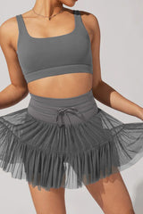 Pleated Tie High Waist Short Skirt
