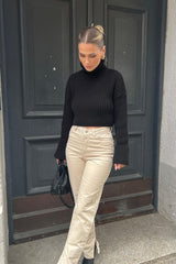 Striped Turtleneck Bell Sleeve Sweater