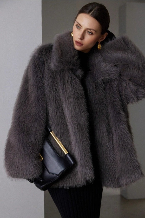 Solid Faux Fur Winter Coat coats