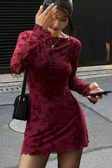 Mesh Floral Long Sleeve Bodycon Dress