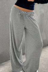 Color Block Stripe Casual Relaxed Straight Pants