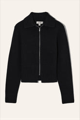 Casual Wool Blend Short Cardigan Black / XS