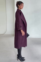 Belted Lapel Wool Overcoat