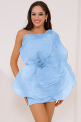 One Shoulder 3D Floral Bodycon Floral Dress