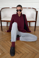 Stand Collar Button Detail Cozy Oversized Sweater