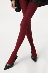 High Waist Solid Slimming Vertical Stripe Tights