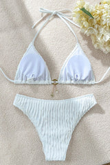Textured Drawstring Tie Bikini Set