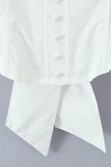 Corset Back Bow Puff Sleeve Blouse