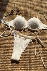 Solid Shell Petal Structured Bikini Set