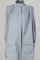 Relaxed Pleated Detail Jacket Blue / One Size