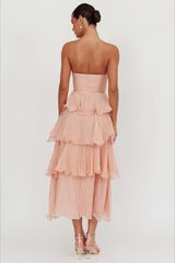 Sexy Slim Fit Strapless Backless Ruffled Prom Dress