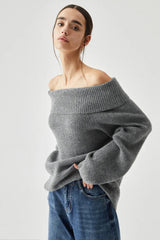 Off Shoulder Knit Pullover Sweater