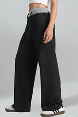 Paneled High Waist Draping Lounge Knit Pants