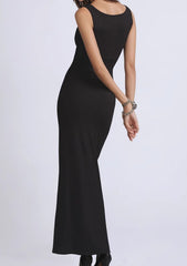 Lace Trim Strapless Bodycon Maxi Dress