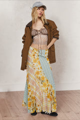 Daisy Floral Asymmetrical Boho Skirt