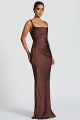 Square Neck Tie Waist Bodycon Mermaid Prom Dress