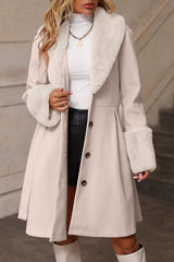 Fur Collar Belted Midi Trench Coat