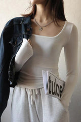 Square Neck Ribbed Stripe Panel Knit Top