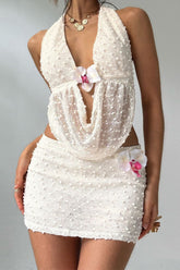 Sexy Backless Tie Waist Skirt Set