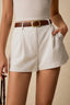 High Waist Pleated Wide Leg Tailored Shorts
