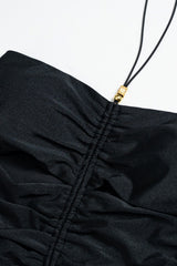Shiny Ruched Strappy Nylon One Piece Swimwear