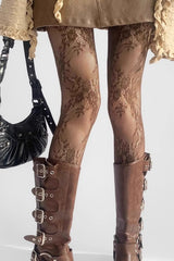 Retro Lace Grey Fishnet Tights