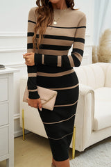 Colorblock Stripe Sweater Dress