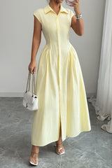 Sleeveless Button Front Open Design Maxi Dress