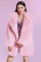 Solid Color Plush Trench Overcoat