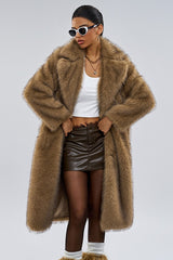 Shawl Collar Faux Fur Overcoat
